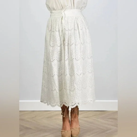 Ulla Johnson The Clarabella Maxi Eyelet Skirt Color Prestine White 100% Cotton 2